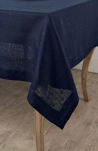 Navy Blue Tablecloth | Pure Linen | Linen Cotton Mix | Soft | Handmade | Customisable Sizes | Customisable Shapes