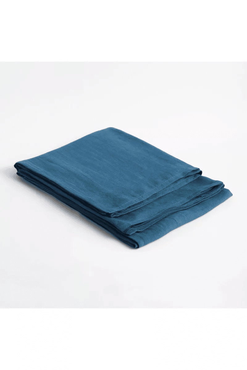 Peacock Blue Tablecloth | Pure Linen | Linen Cotton Mix | Soft | Handmade | Customisable Sizes | Customisable Shapes
