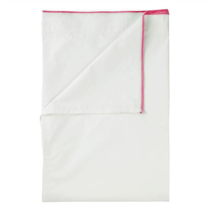 White with Pink Piping  - Pure Cotton, Pure Linen or Linen Cotton Mix | 3 Piece Piped Duvet Cover Set | Handmade | Pre-washed