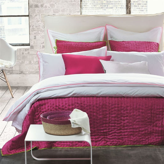 White with Pink Piping  - Pure Cotton, Pure Linen or Linen Cotton Mix | 3 Piece Piped Duvet Cover Set | Handmade | Pre-washed