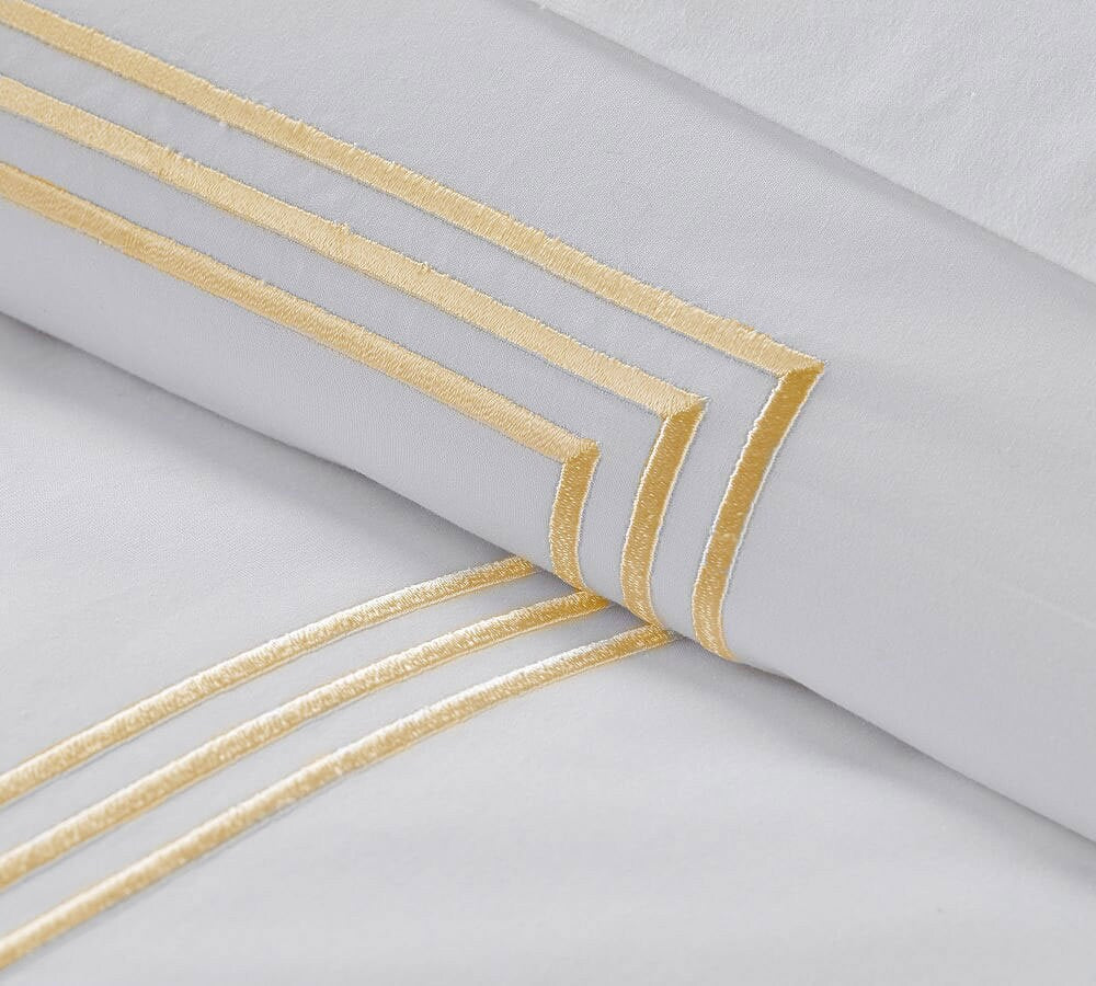Lines - Cotton Sateen Embroidered Edge Duvet Cover Sets