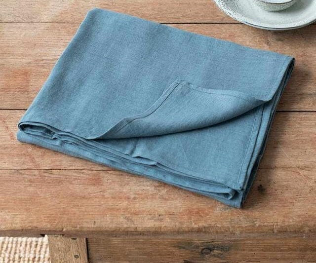 Teal Blue Tablecloth | Pure Linen | Linen Cotton Mix | Soft | Handmade | Customisable Sizes | Customisable Shapes