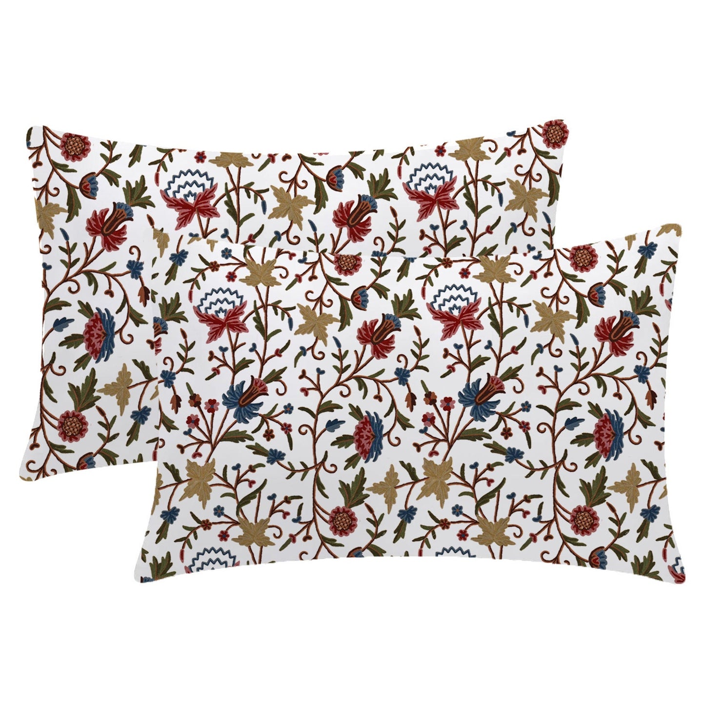 Sophia - 3 Piece Crewel Embroidered Duvet Set | Linen Cotton Mix | Embroidered Duvet Cover with Embroidered Pillowcases | Handmade | Soft