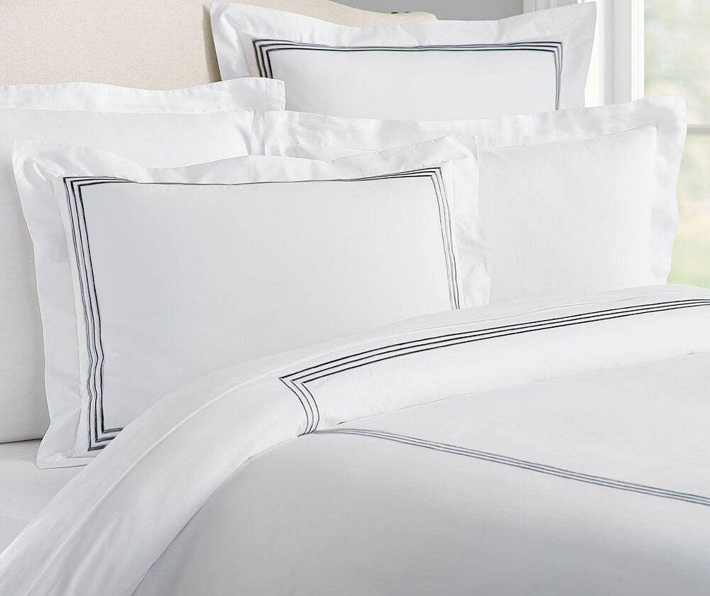 Lines - Cotton Sateen Embroidered Edge Duvet Cover Sets