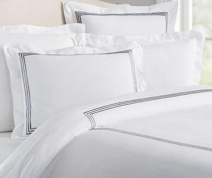 Lines - Cotton Sateen Embroidered Edge Duvet Cover Sets