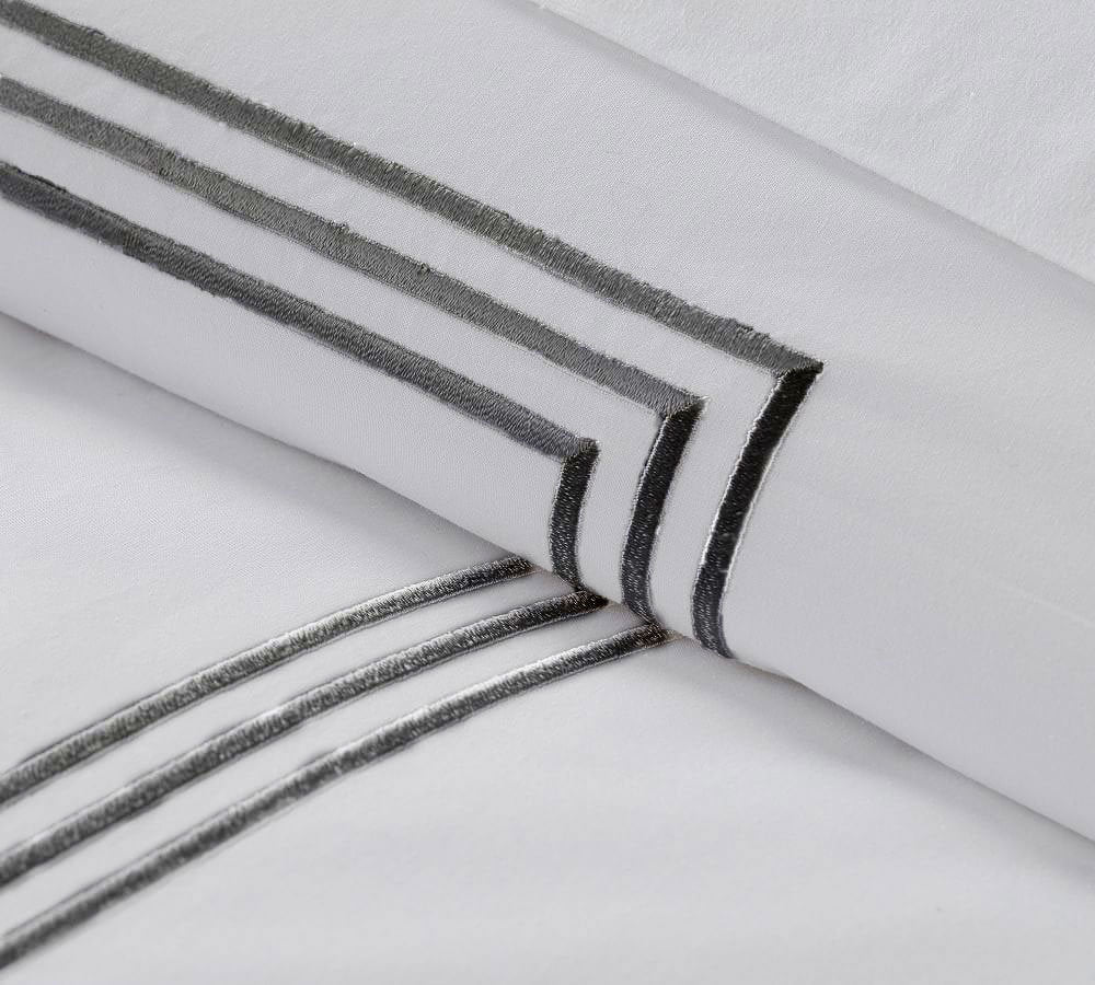 Lines - Cotton Sateen Embroidered Edge Duvet Cover Sets