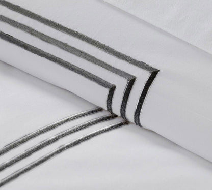 Lines - Cotton Sateen Embroidered Edge Duvet Cover Sets