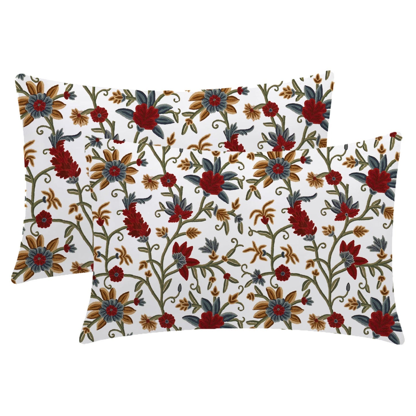 Sarah - 3 Piece Crewel Embroidered Duvet Set | Linen Cotton Mix | Embroidered Duvet Cover with Embroidered Pillowcases | Handmade | Soft