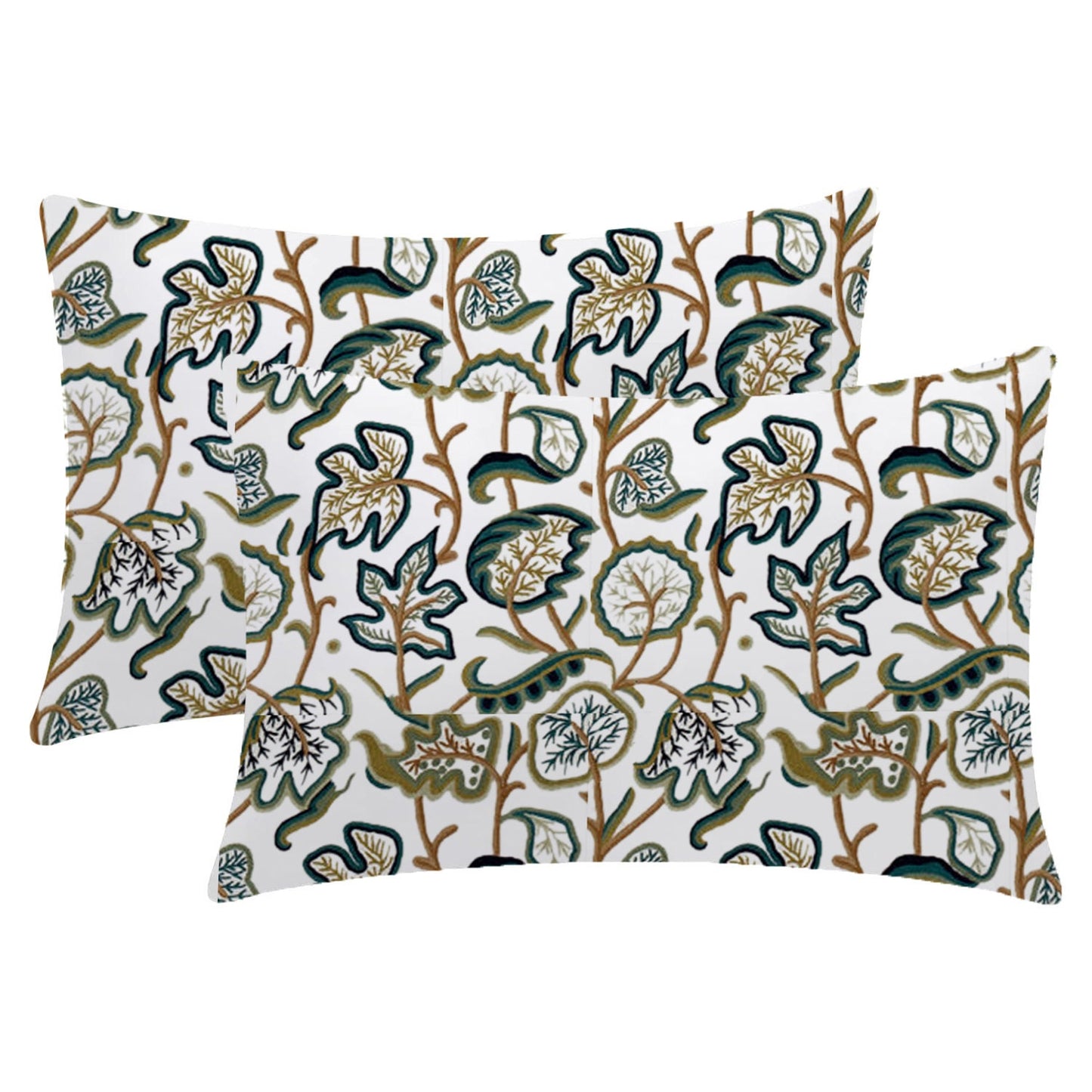 Jade - 3 Piece Crewel Embroidered Duvet Set | Linen Cotton Mix | Embroidered Duvet Cover with Embroidered Pillowcases | Handmade | Soft