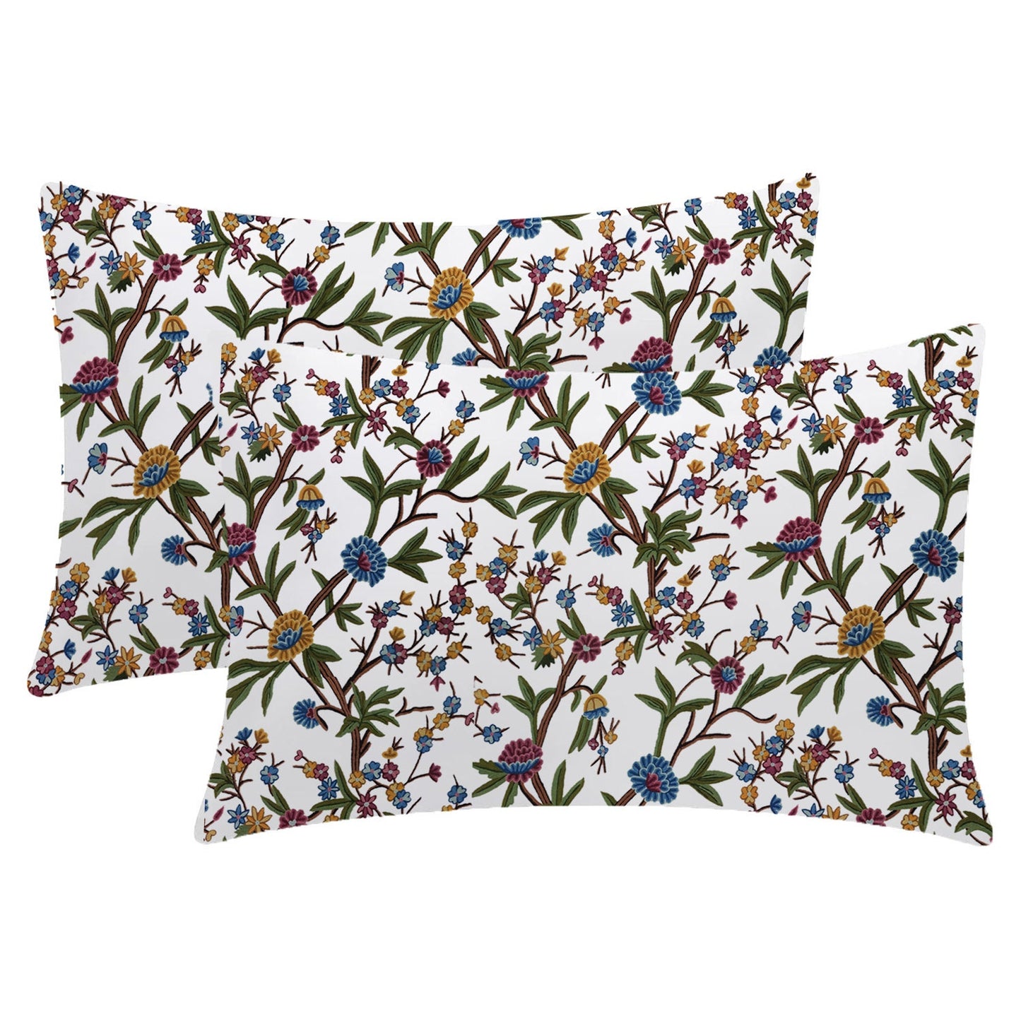 Joyce - 3 Piece Crewel Embroidered Duvet Set | Linen Cotton Mix | Embroidered Duvet Cover with Embroidered Pillowcases | Handmade | Soft