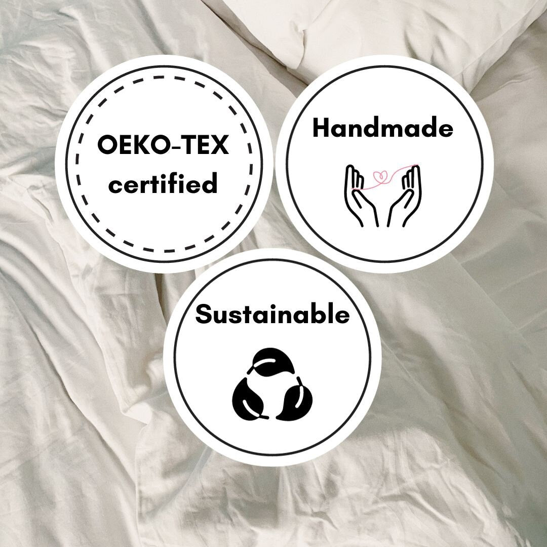 Light Grey with Black Piping -  100% Pure Linen or Linen Cotton | 3 Piece Piped Duvet Cover Set | Handmade | Pre-washed