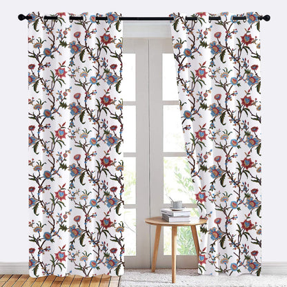 Jane - Set of 2 Panels Crewel Embroidered Curtains | Linen Cotton Mix | Fully Embroidered | Lined