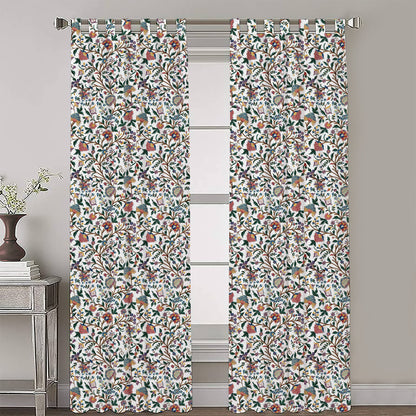 Sienna - Set of 2 Panels Crewel Embroidered Curtains | Linen Cotton Mix | Fully Embroidered | Lined