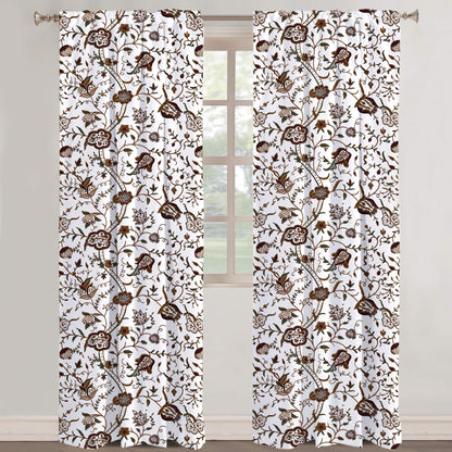 Serena - Set of 2 Panels Crewel Embroidered Curtains | Linen Cotton Mix | Fully Embroidered | Lined