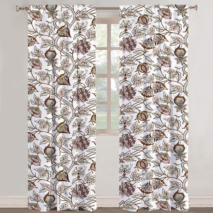 Miley - Set of 2 Panels Crewel Embroidered Curtains | Linen Cotton Mix | Fully Embroidered | Lined