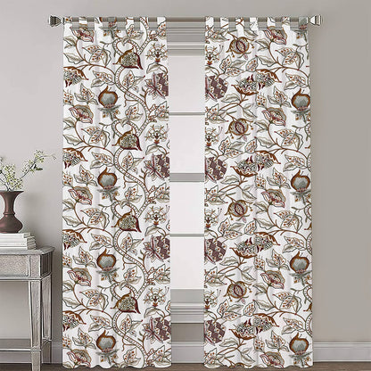 Miley - Set of 2 Panels Crewel Embroidered Curtains | Linen Cotton Mix | Fully Embroidered | Lined