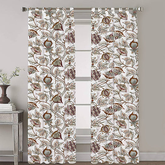 Miley - Set of 2 Panels Crewel Embroidered Curtains | Linen Cotton Mix | Fully Embroidered | Lined