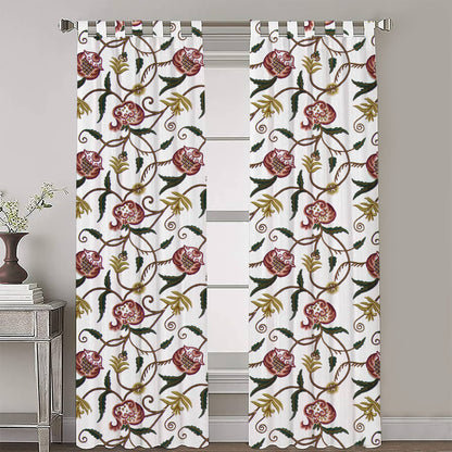 June - Set of 2 Panels Crewel Embroidered Curtains | Linen Cotton Mix | Fully Embroidered | Lined