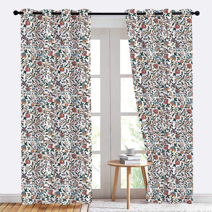 Sienna - Set of 2 Panels Crewel Embroidered Curtains | Linen Cotton Mix | Fully Embroidered | Lined