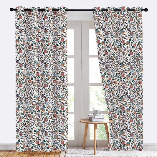 Sienna - Set of 2 Panels Crewel Embroidered Curtains | Linen Cotton Mix | Fully Embroidered | Lined