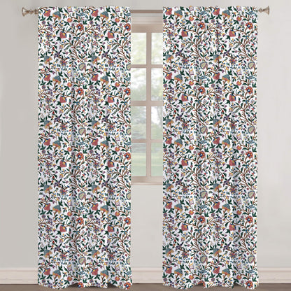 Sienna - Set of 2 Panels Crewel Embroidered Curtains | Linen Cotton Mix | Fully Embroidered | Lined