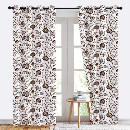 Serena - Set of 2 Panels Crewel Embroidered Curtains | Linen Cotton Mix | Fully Embroidered | Lined
