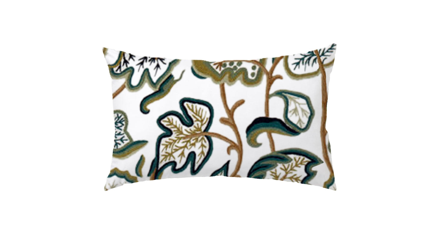 Jade  - Set of 4 Pieces | Cotton Linen Fabric | Crewel Embroidered | Pillow/Cushion Cover Set | With or Without Insert