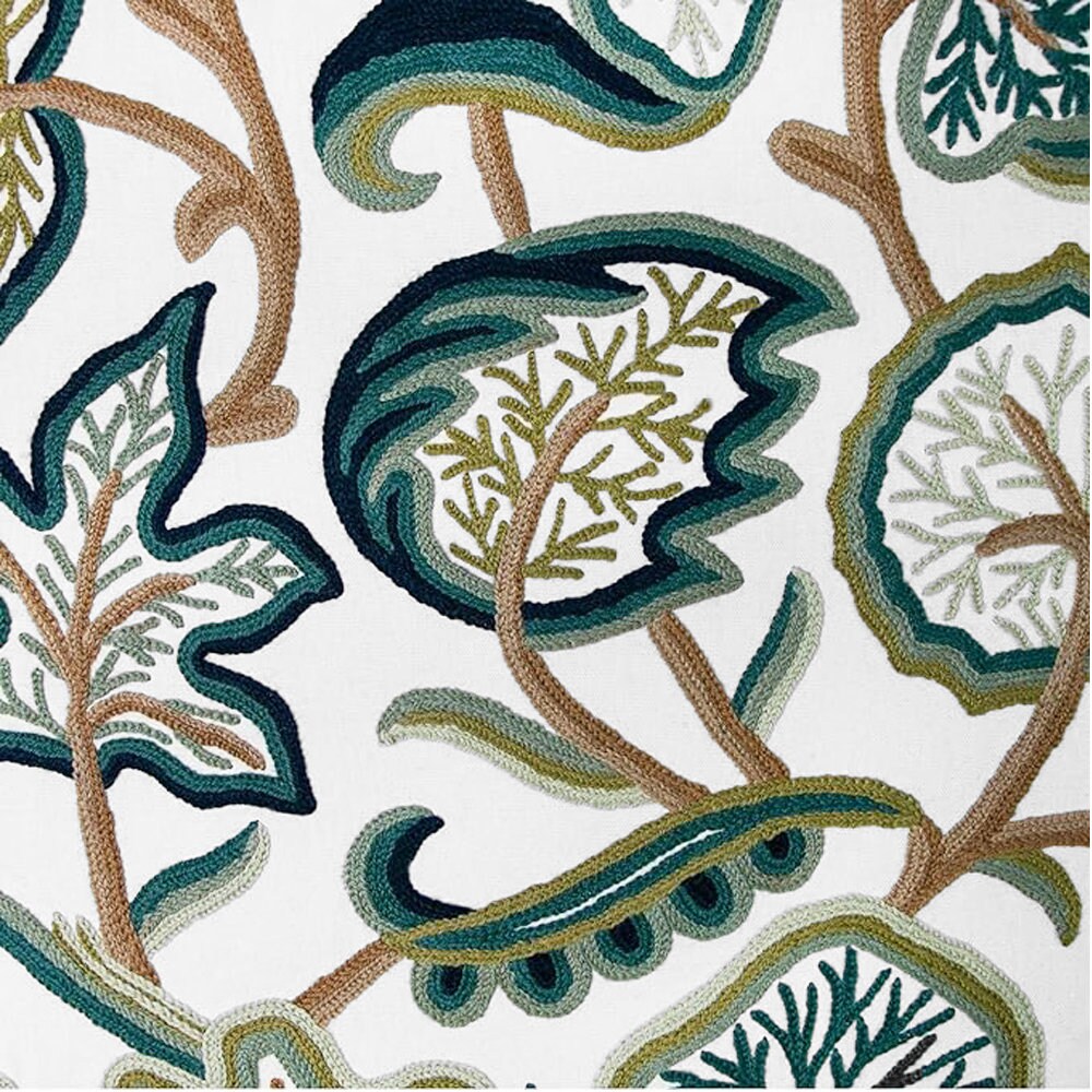 Jade  - Set of 4 Pieces | Cotton Linen Fabric | Crewel Embroidered | Pillow/Cushion Cover Set | With or Without Insert