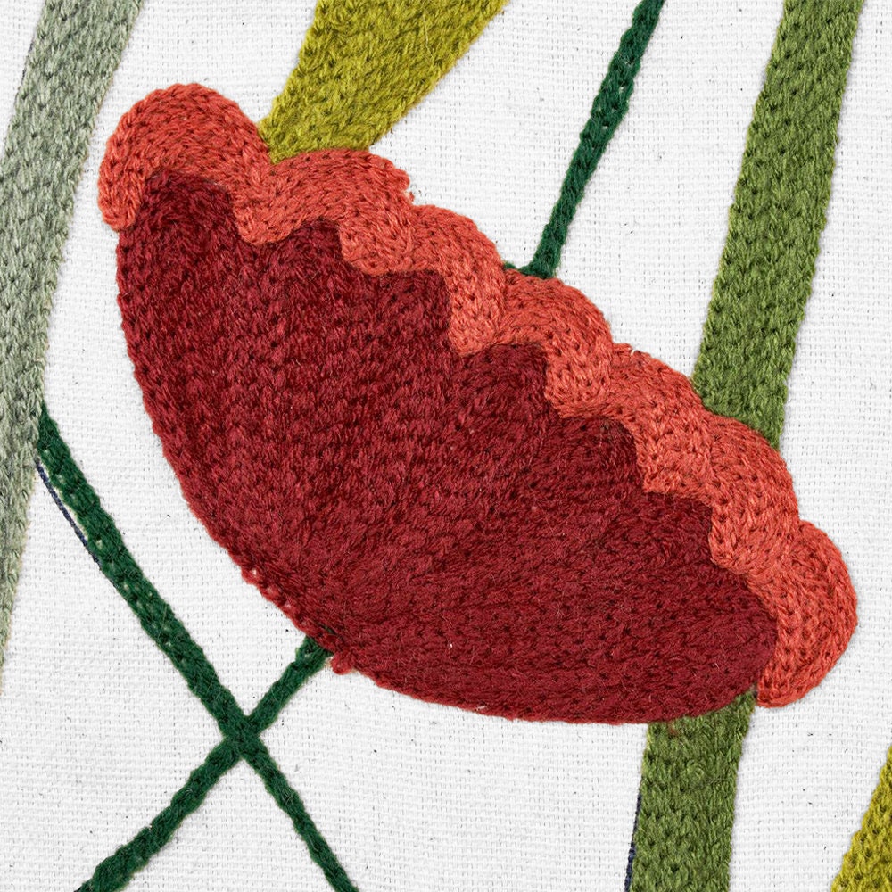 Sabrina - Set of 2 Panels Crewel Embroidered Curtains | Linen Cotton Mix | Fully Embroidered | Lined
