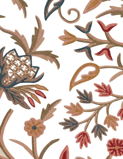 Mary  - Set of 4 Pieces | Cotton Linen Fabric | Crewel Embroidered | Pillow/Cushion Cover Set | With or Without Insert