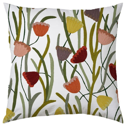 Sabrina - Set of 4 Pieces | Cotton Linen Fabric | Crewel Embroidered | Pillow/Cushion Cover Set | With or Without Insert