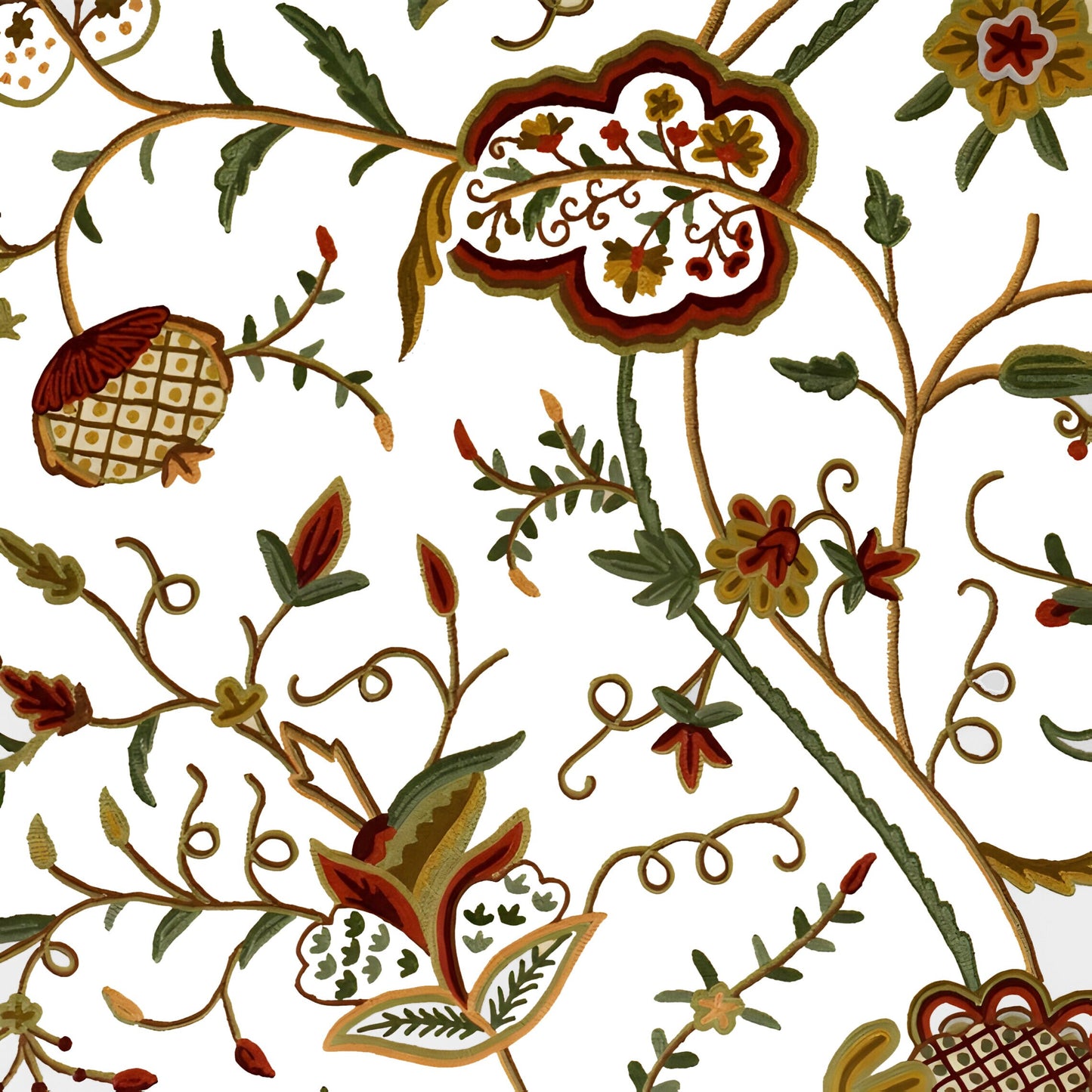 Serena - Set of 2 Panels Crewel Embroidered Curtains | Linen Cotton Mix | Fully Embroidered | Lined