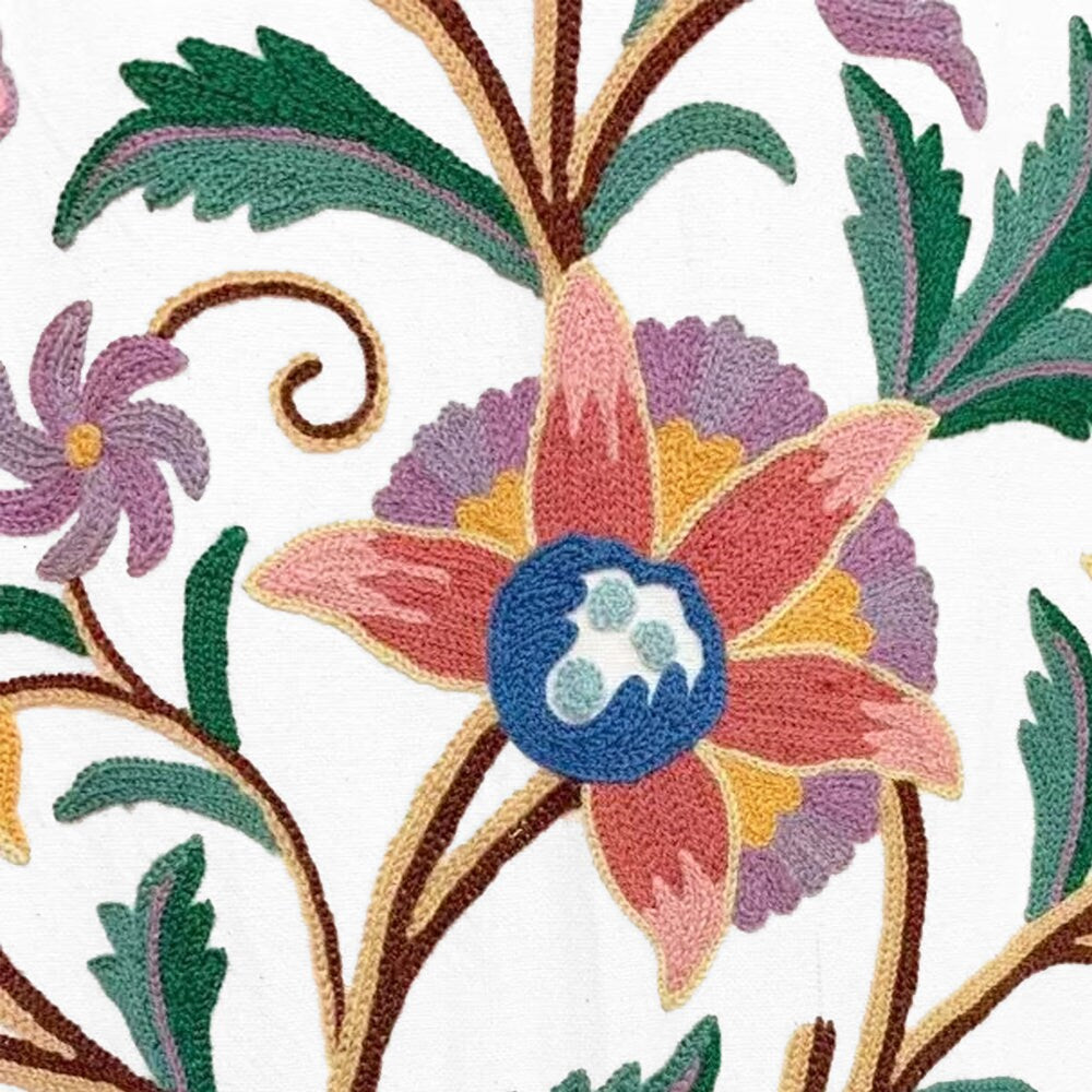 Sienna - Set of 2 Panels Crewel Embroidered Curtains | Linen Cotton Mix | Fully Embroidered | Lined