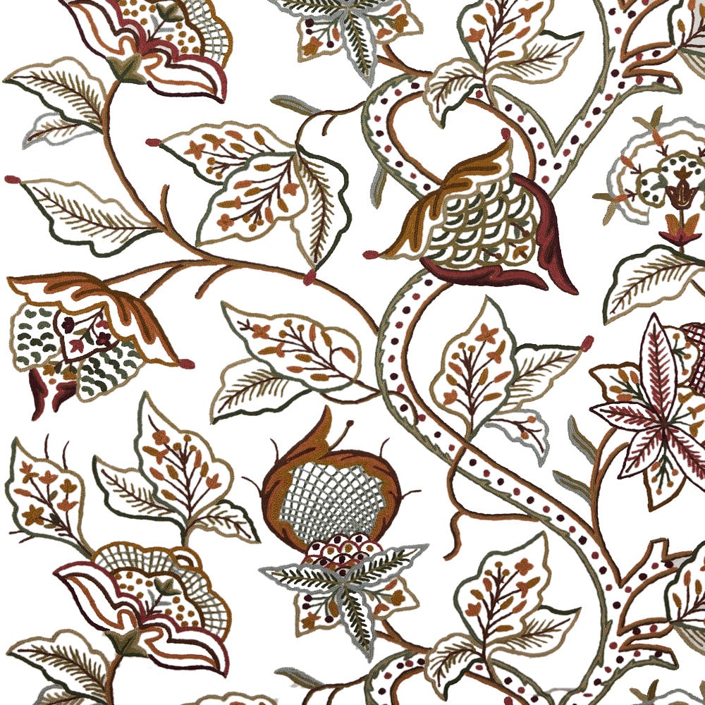 Miley - Set of 2 Panels Crewel Embroidered Curtains | Linen Cotton Mix | Fully Embroidered | Lined