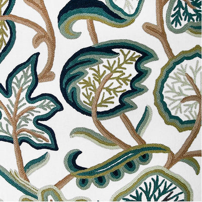 Jade - Set of 2 Panels Crewel Embroidered Curtains | Linen Cotton Mix | Fully Embroidered | Lined
