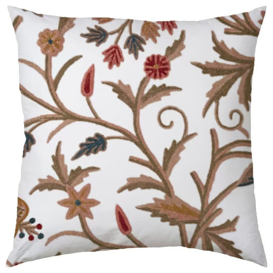 Mary  - Set of 4 Pieces | Cotton Linen Fabric | Crewel Embroidered | Pillow/Cushion Cover Set | With or Without Insert