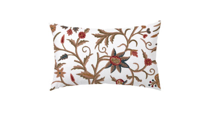 Mary  - Set of 4 Pieces | Cotton Linen Fabric | Crewel Embroidered | Pillow/Cushion Cover Set | With or Without Insert