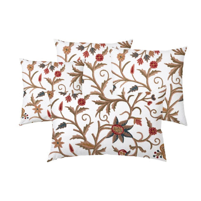 Mary  - Set of 4 Pieces | Cotton Linen Fabric | Crewel Embroidered | Pillow/Cushion Cover Set | With or Without Insert