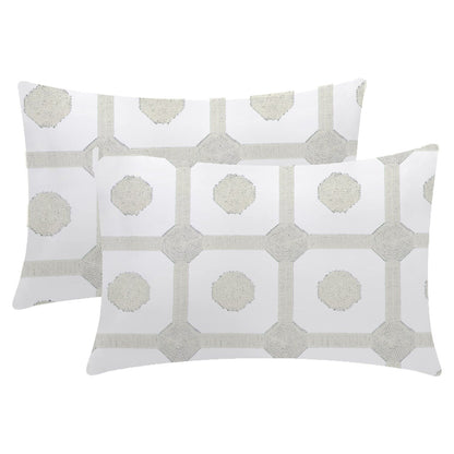 Daria - 3 Piece Crewel Embroidered Duvet Set | Linen Cotton Mix | Embroidered Duvet Cover with Embroidered Pillowcases | Handmade | Soft
