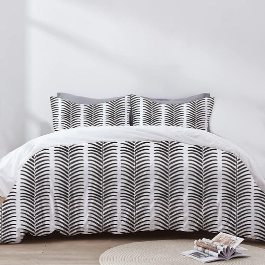 Elara - 3 Piece Crewel Embroidered Duvet Set | Linen Cotton Mix | Embroidered Duvet Cover with Embroidered Pillowcases | Handmade | Soft