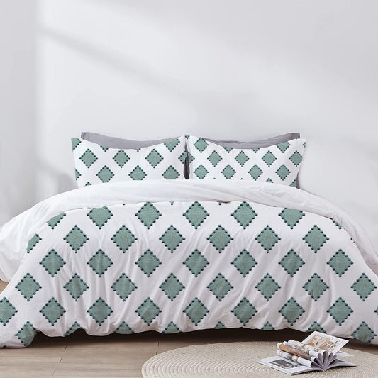 Anna - 3 Piece Crewel Embroidered Duvet Set | Linen Cotton Mix | Embroidered Duvet Cover with Embroidered Pillowcases | Handmade | Soft