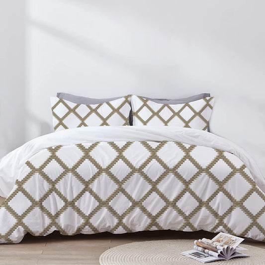 Althea - 3 Piece Crewel Embroidered Duvet Set | Linen Cotton Mix | Embroidered Duvet Cover with Embroidered Pillowcases | Handmade | Soft