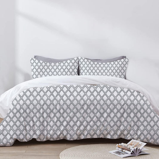 Melisande - 3 Piece Crewel Embroidered Duvet Set | Linen Cotton Mix | Embroidered Duvet Cover with Embroidered Pillowcases | Handmade | Soft