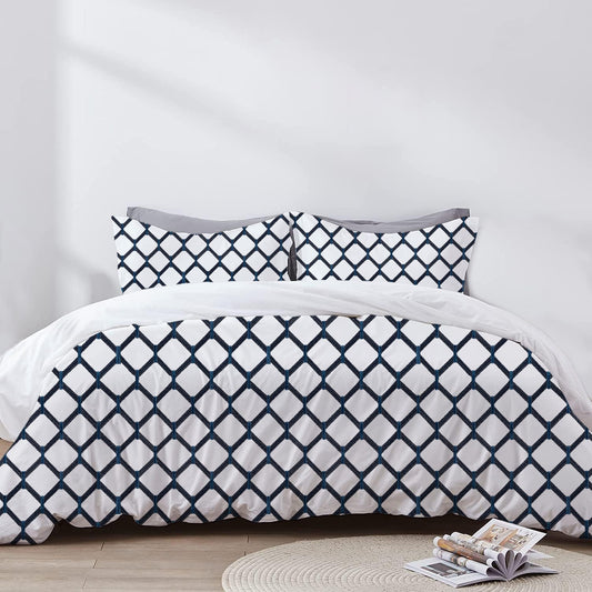 Cressida - 3 Piece Crewel Embroidered Duvet Set | Linen Cotton Mix | Embroidered Duvet Cover with Embroidered Pillowcases | Handmade | Soft