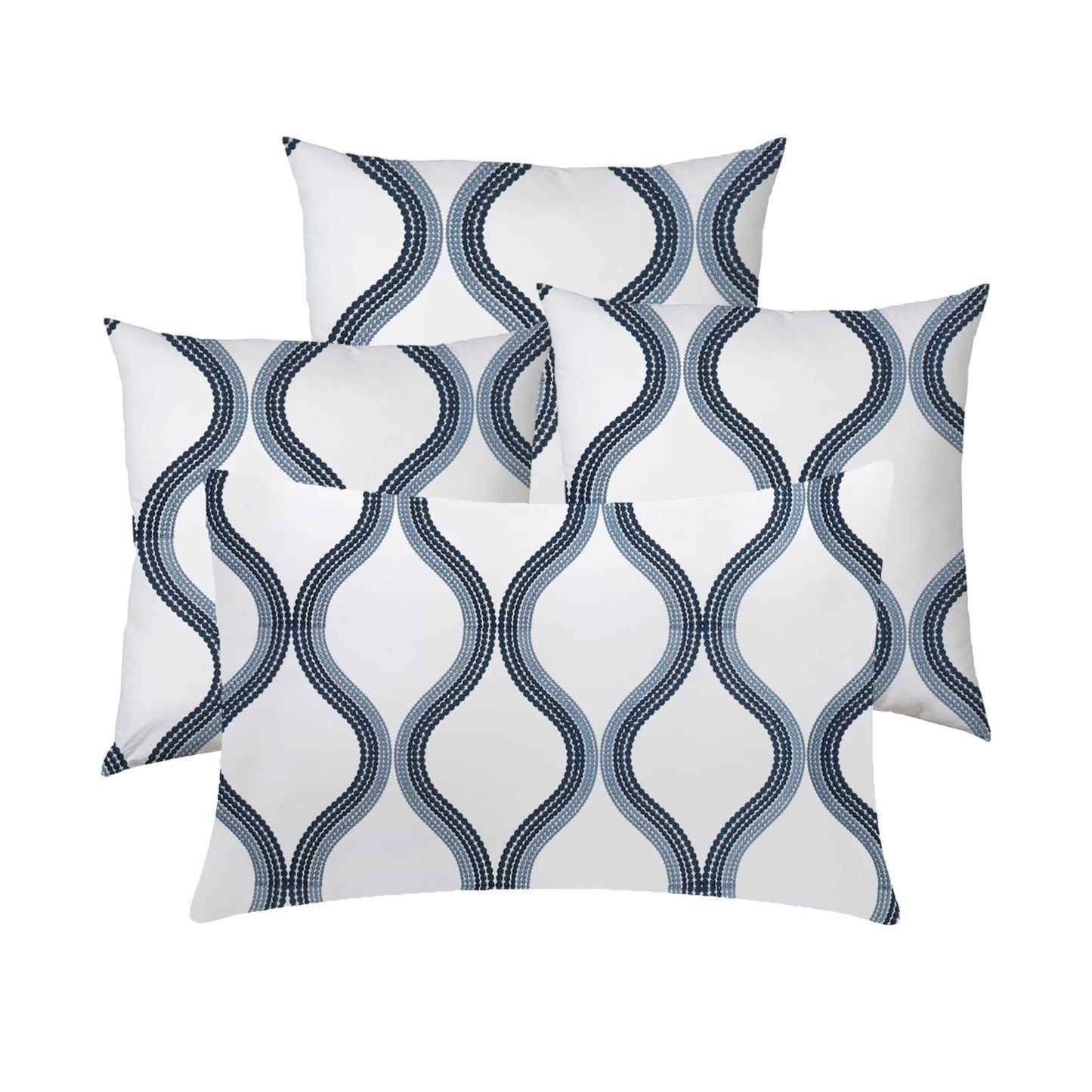 Evadne  - Set of 4 Pieces | Cotton Linen Fabric | Crewel Embroidered | Pillow/Cushion Cover Set | With or Without Insert