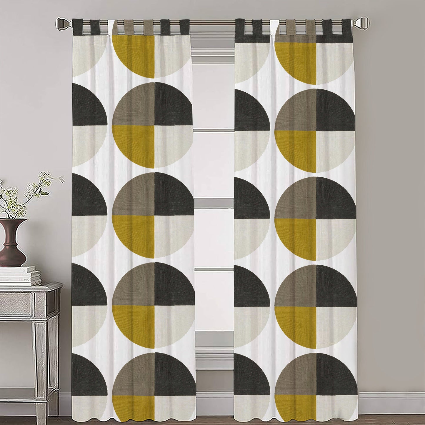 Melina - Set of 2 Panels Crewel Embroidered Curtains | Linen Cotton Mix | Fully Embroidered | Lined