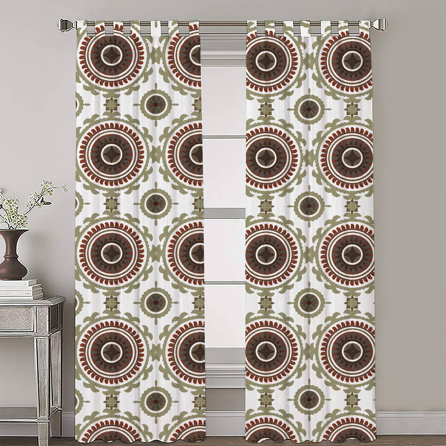 Anthea - Set of 2 Panels Crewel Embroidered Curtains | Linen Cotton Mix | Fully Embroidered | Lined