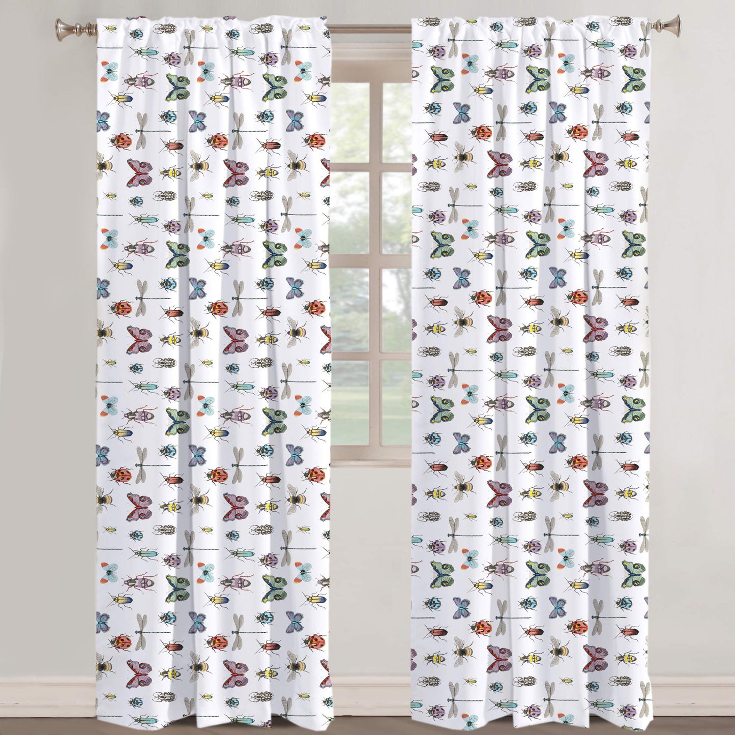 Ksenia  - Set of 2 Panels Crewel Embroidered Curtains | Linen Cotton Mix | Fully Embroidered | Lined