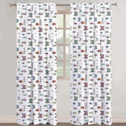 Ksenia  - Set of 2 Panels Crewel Embroidered Curtains | Linen Cotton Mix | Fully Embroidered | Lined