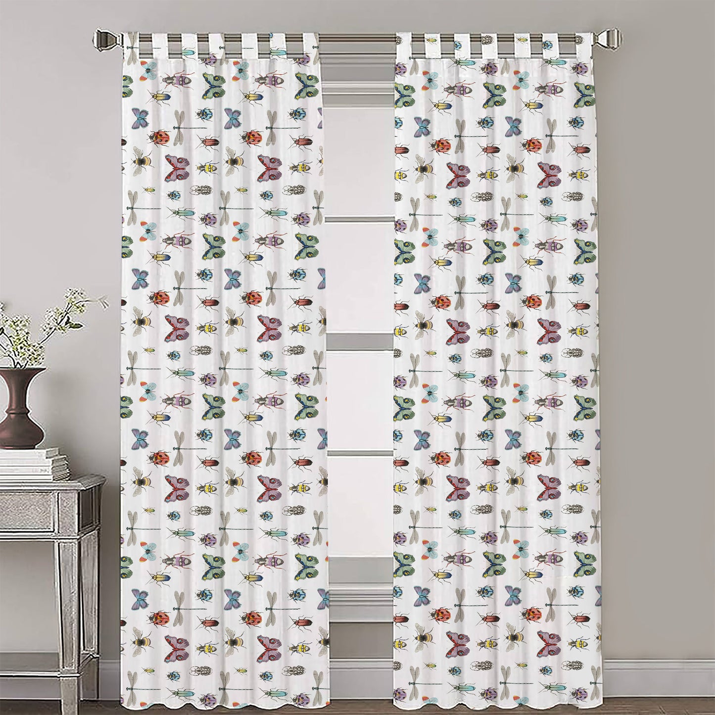 Ksenia  - Set of 2 Panels Crewel Embroidered Curtains | Linen Cotton Mix | Fully Embroidered | Lined